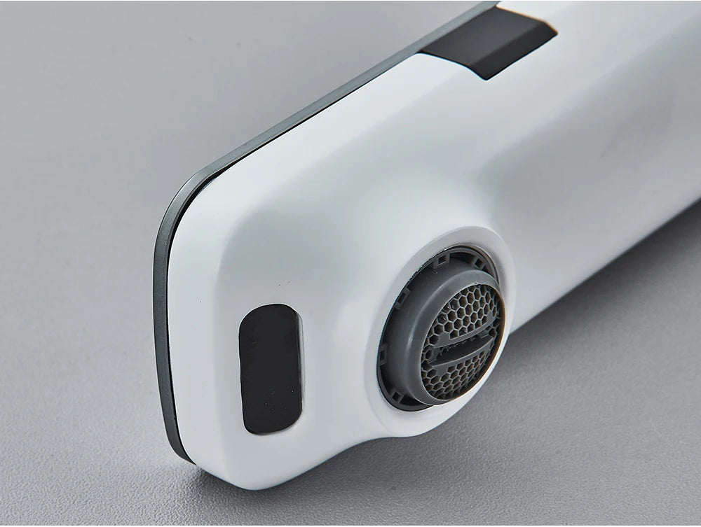 White Smart Sensor Basin Faucet Screen Digital Display Hot Cold Water Mixer Tap Touchless Vanity Sink Faucet For Bathroom