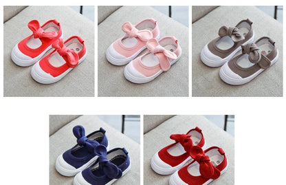 Korean Style Fashion Children Fashion Girls Canvas Shoes Versatile Bow Baby Kids Casual Shoes Simple Classic Candy Color Bowtie.