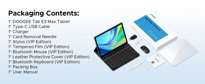 DOOGEE Tab E3 Max Tablet PC Android 15 Gemini AI Quad Speakers 14'' 2.1K Display 32GB(8+24) RAM 256GB ROM 13500mAh Battery Pad