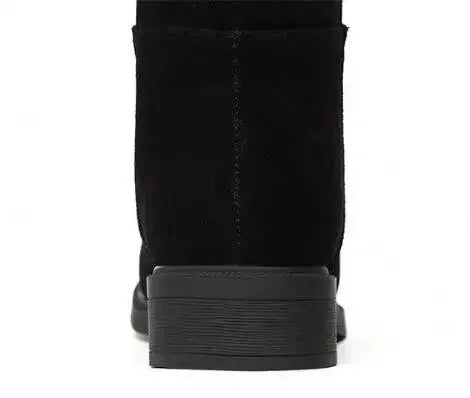 2025 New Women Warm Snow Plush Boots Snow Casual Flat All-match Cotton Fashion Side Zipper Winter Shoes Thigh High Boot Black.