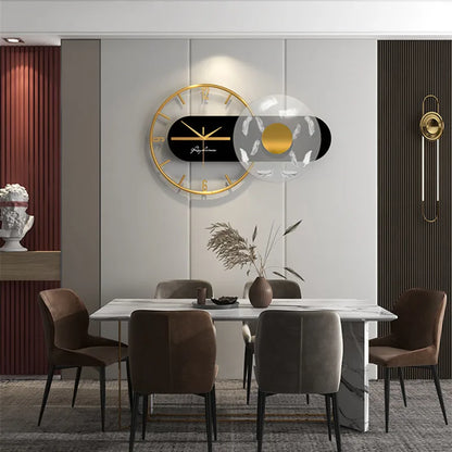60x36cm Große Wanduhr Moderne Design Feder Luxus Licht Stille Metall Wand Uhr Home Decor Wohnzimmer esszimmer Uhren