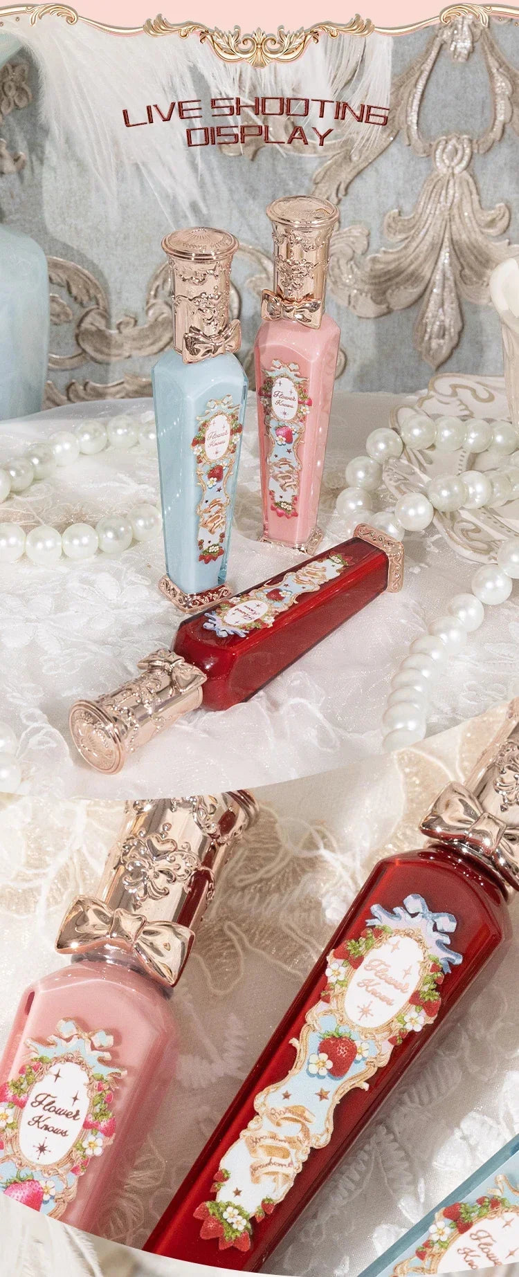 Flower Knows Strawberry Rococo Series Cloud Lip Cream Lip Gloss Long Lasting Velvet Lip Tint Lipstick for Women Cosmetic.