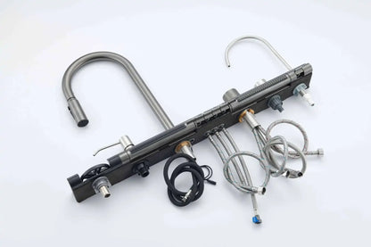 304 Edelstahl Wasserfall Küchen spüle große Einzels chlitz integrierte Digital anzeige Wasserhahn Set Seifensp ender Tasse Waschmaschine