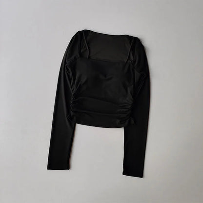 Yoga Clothes Women Sports Tops Fixed Chest Pads Mesh Splicing Slimming Long Sleeves Fashionable Running Training Fitness Clothes.