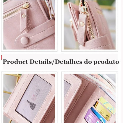 Personalized Name Women’s Short Wallet -Customize Name Multifunctional Solid Color Stitching Buckle，Multi-Card Slot Coin Purse.