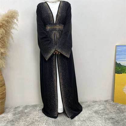 Ramadan Eid Dubai Open Black Muslim Kimono Abaya Damen Turkey Islam Abayas For Women Dress Kebaya Robe Femme Musulmane Kaftan.