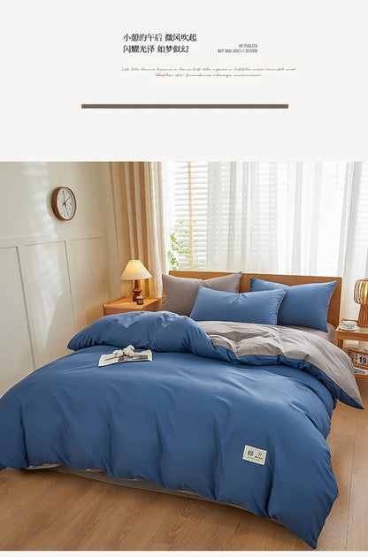 2025 new solid color matching pure cotton quilt cover bed four-piece set student dormitory 3-piece set available in all seasons.