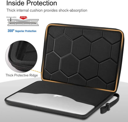 13 14 15.6 inch Laptop Sleeve Bag Shockproof Computer Bag Waterproof EVA Protective Carrying Case Black with Straps.