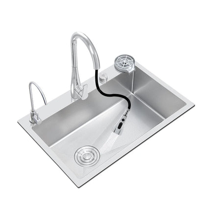 Stainless Steel Kitchen Sink Rice Grain Embossing Scratch and Abrasion Resistant Antifouling Large Single Slot Wash Dish Basin