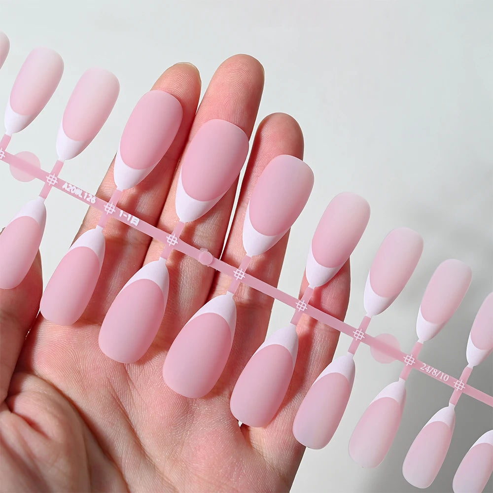 120/150pcs Matte White French Gel Nail Tips Medium Almond Nude Press On Nails 0.75-2.6cm Pink/Nude ABS Soft Gel Nail Flase Tips.