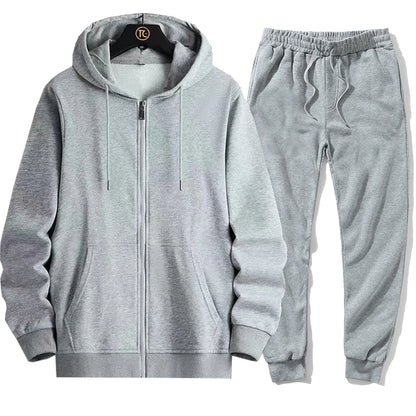 Men's Long Sleeve Zipper Hoodie Solid Color Classic Casual Sweatshirt Autumn Winter Fashion Male Versatile Suit.