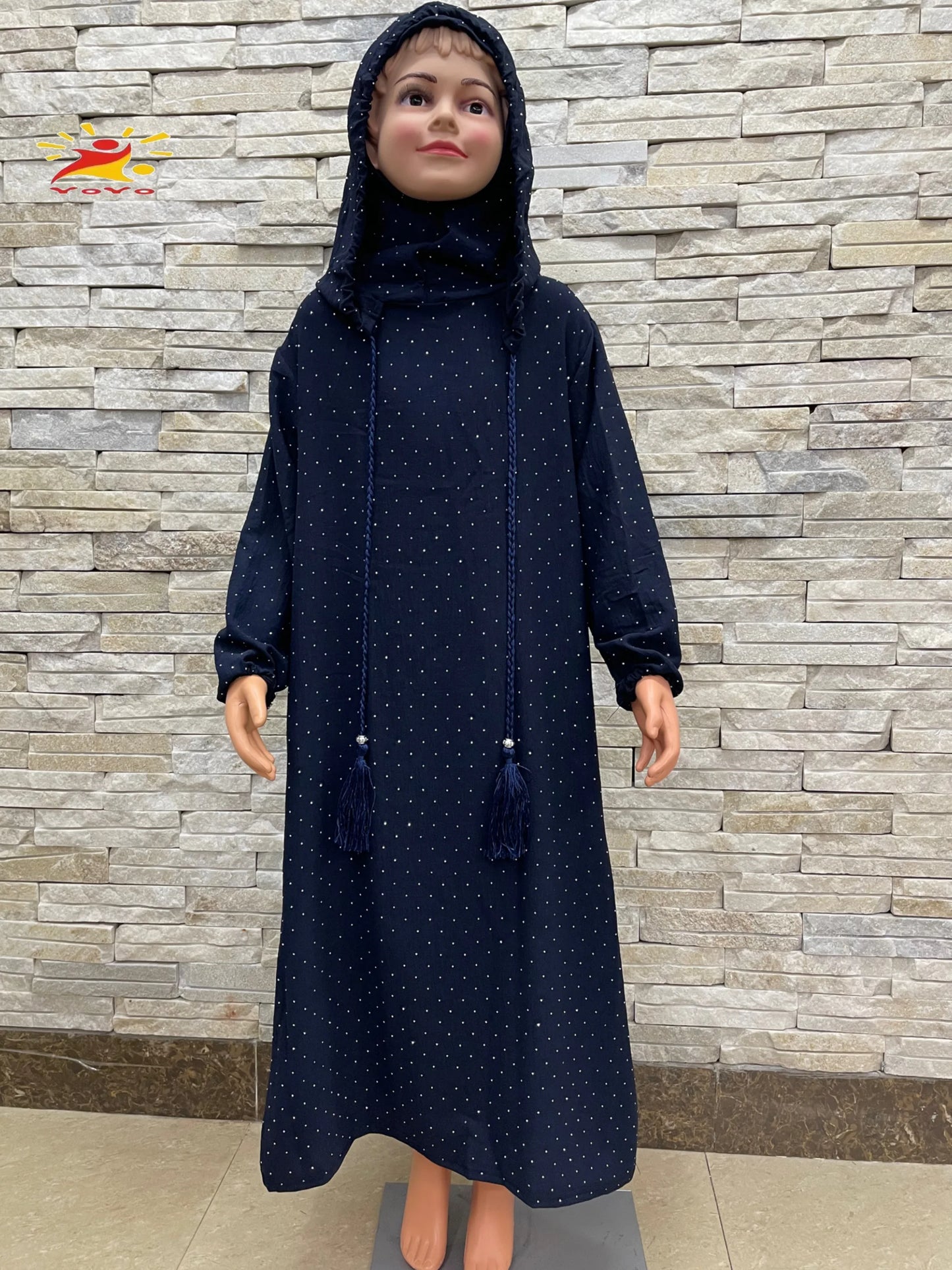 Eid Kids Cotton Prayer Garment Dress Muslim Girls Long Khimar Hijab Turkey Abaya Dresses Islamic Dress Full Cover Robe Ramadan.