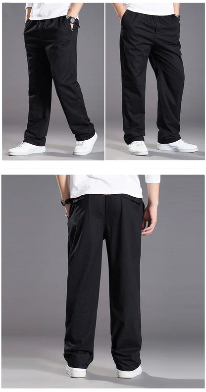 Mens casual Cargo Cotton pants men pocket loose Straight Pants Elastic Work Trousers Brand Fit Joggers Male Super Large Size 6XL.