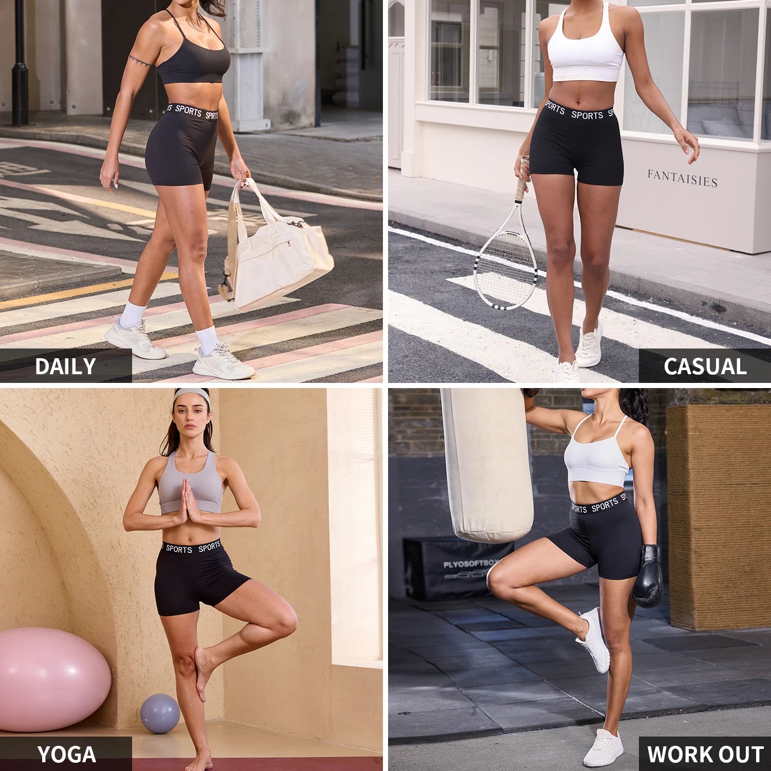Super Soft Letter Waist Biker Shorts For Women No See Through Workout Running Yoga Athletic Push Up Gym Fitness Shorts.