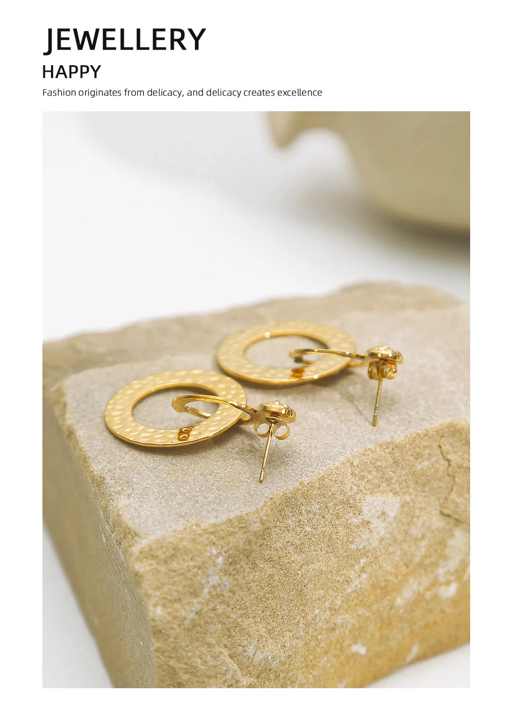 YACHAN Stainless Steel Statement Drop Earrings For Women 18 K Gold Plated Tap Metal Texture Dangle Earring Trendy Jewelry Gift.