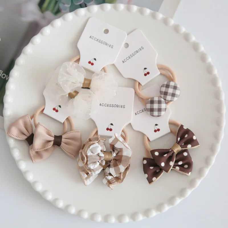 10Pcs/Lot, Elastic Hair Bow Clips for Children, Children's Headwear Hair Accessories for girls, Cute Hair ties, Lovely Hair Rope