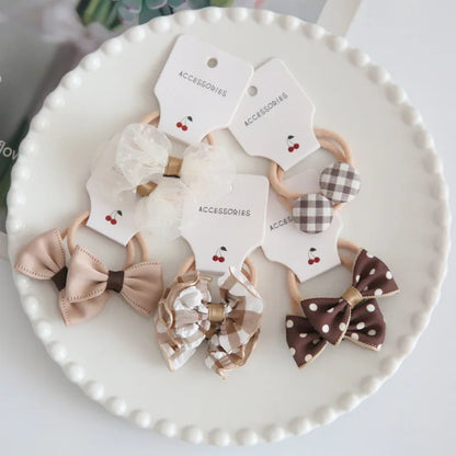 10Pcs/Lot, Elastic Hair Bow Clips for Children, Children's Headwear Hair Accessories for girls, Cute Hair ties, Lovely Hair Rope