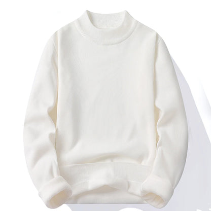 Knitwear Sweater New Autumn/Winter Mock Neck Sweatshirts Solid Color Pullovers Man Brand Casual Mens Clothing.