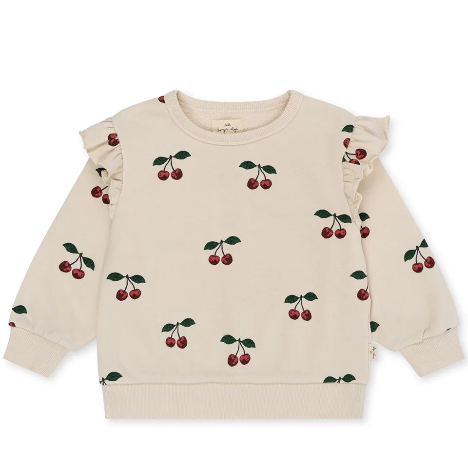 Konges Slojd AW Baby Girls Sweatshirts + Pants 2 Pcs Sets Lambswool Cherry Jackets Kids Clothes Girls Print Dresses Coats 1-9Yrs