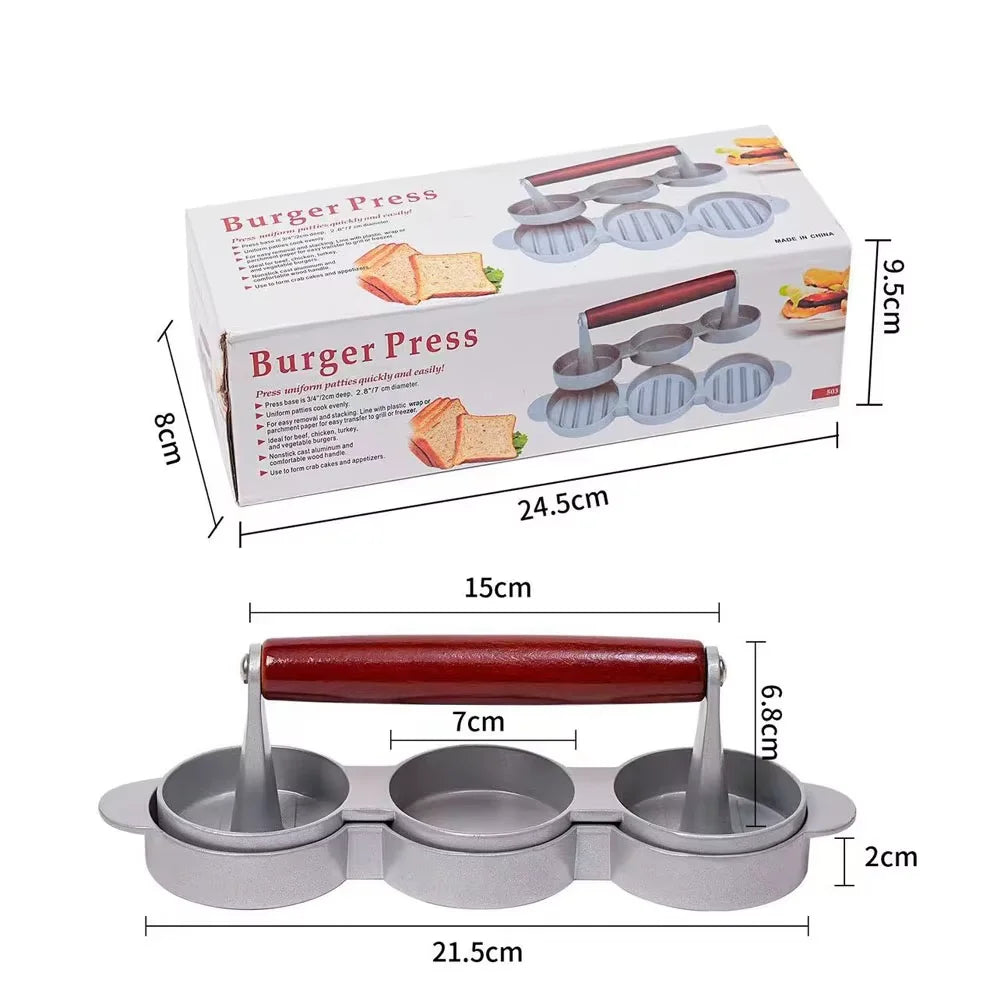 Burger Press Hamburger Meat Tool Patty Maker Aluminum Burger Maker for Kitchen BBQ Grill.