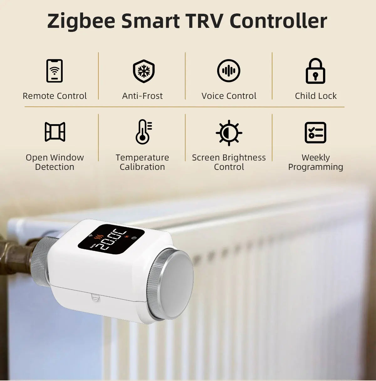EZAIOT Smart Tuya Wifi/ZigBee3.0 Radiator Actuator TRV Programmable Thermostatic App Remote Temperature Controller Alexa Google.