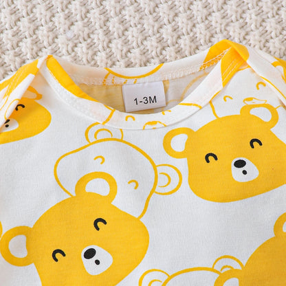 0-9 Months Baby Boy Set Little Bear Long Sleeve Bodysuit+Pants+Hat+Socks 4pcs/Set Baby Spring Autumn clothing Newborn set