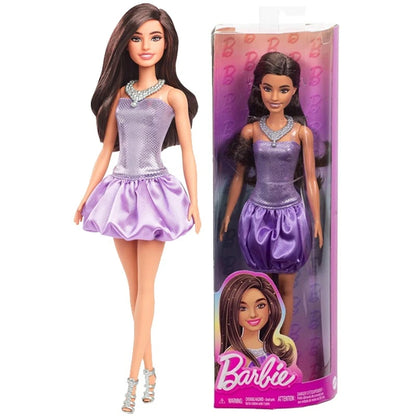 Original Barbie Dolls 80th Anniversary Red Celebration Blonde Fashionistas Blue Bow Dress Shoes Necklace Girls Toys Accessories.