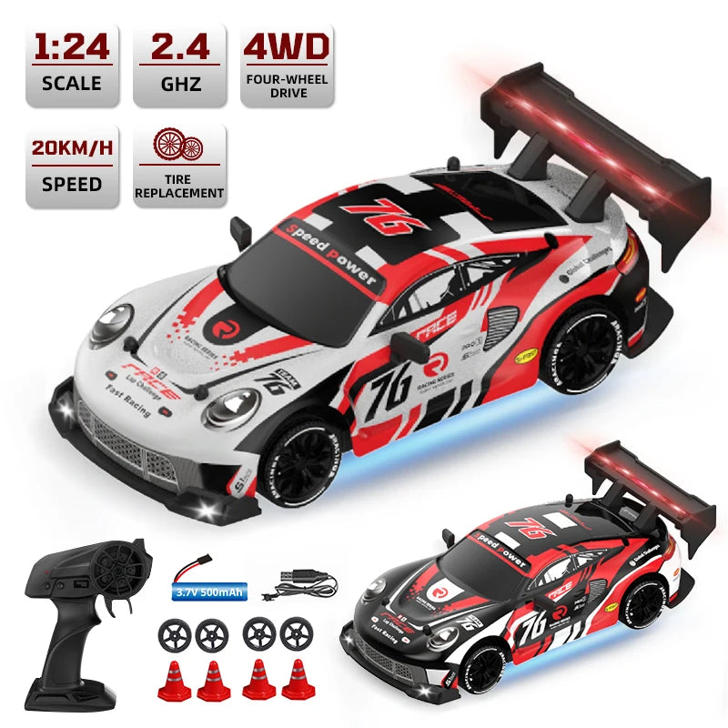 RC Car 4WD 1/24 Remote Control Cars 2.4G Radio High Speed Drift Racing High Speed Truck RTR Vehicle Toy Gift for Kids Children.