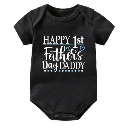 Happy 1st Vatertag Papa Druck neugeborenes Baby Jungen Mädchen Stram pler Kleidung Kleinkind Sommer Kurzarm Body Väter Tag Geschenke