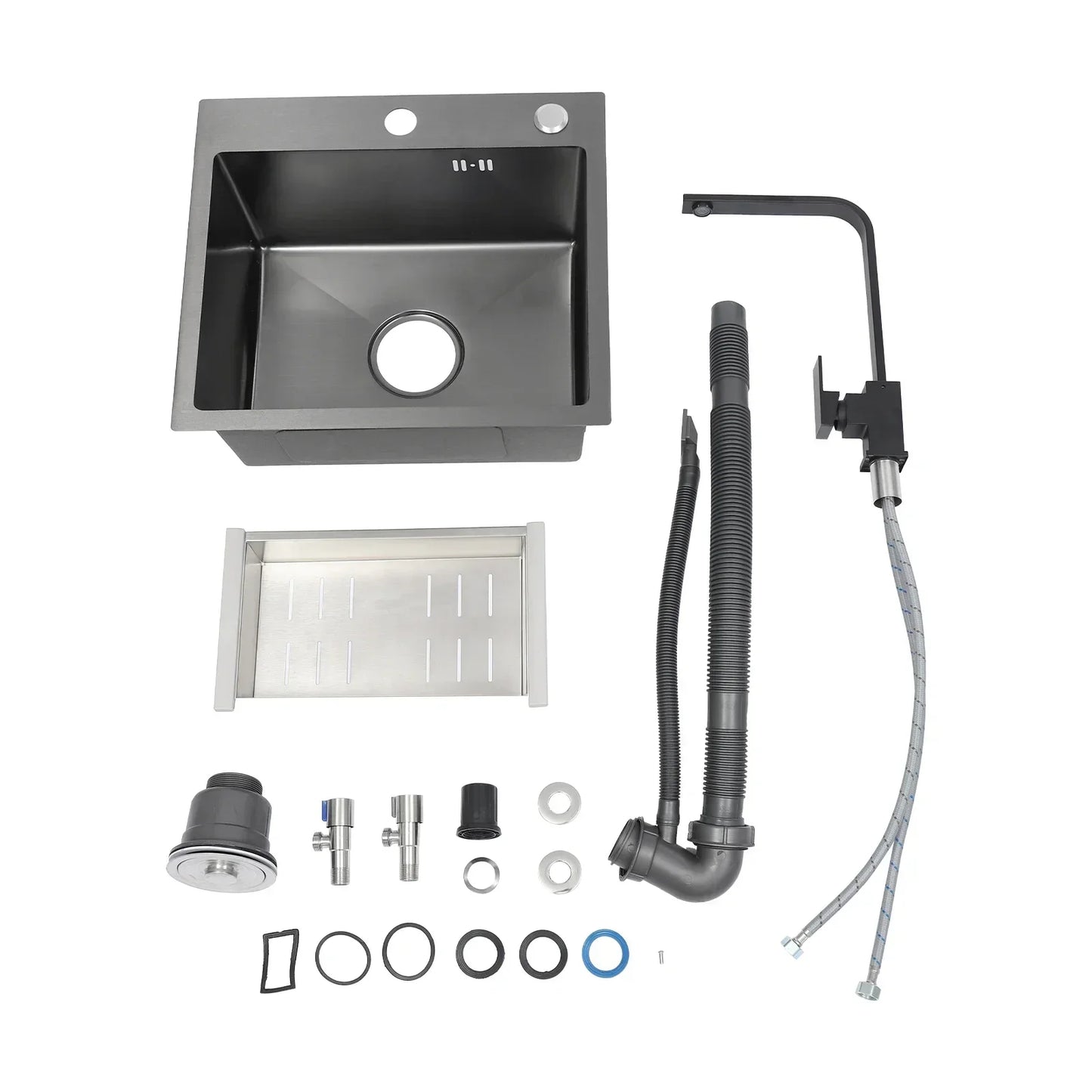 Küchenspüle aus Edelstahl 201 mit Wasserhahn, Seifenspender für Häuser, Restaurants, Wäschezimmer, Keller, 45 x 40 x 20 cm