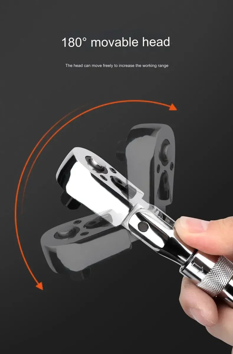 1/4 1/2 3/8 72-Zahn-Ratschenschlüssel aus Kohlenstoffstahl, automatischer Schnellspannschlüssel, multifunktionales Handwerkzeug