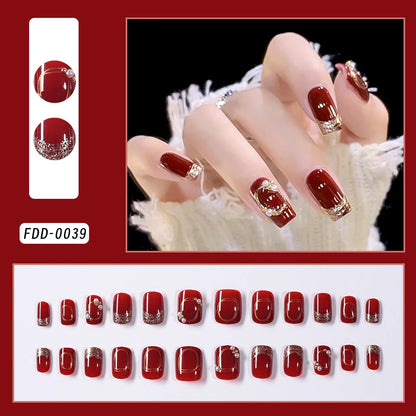 24Pcs White French Press On Nails 3D Bow Design Full Cover Wearable False Nails Short Square Head Ballet Fake Nails For Women.