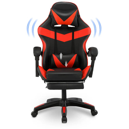 Bürostuhl Ergonomisch Gaming Stuhl Massage Gaming Sessel mit Kopfstütze Massage-Lendenkissen, Gepolstert Gaming Chair, Drehsessel,150kg Kapazität,Schwarz Rot