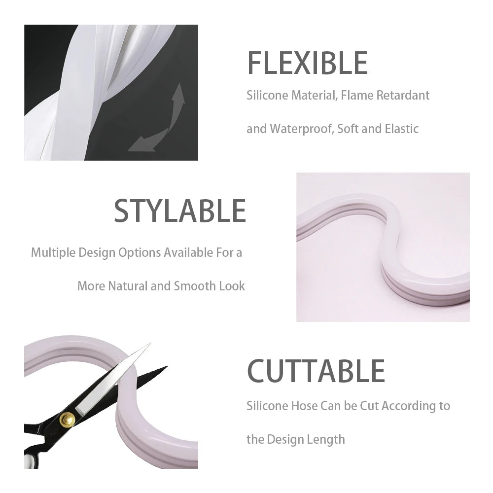 LED Silicone Tube Flexible Neon Soft Lights For SK6812 WS2812B WS2811 DIY Christmas Holiday Decoration Strip Light Tape Rope.