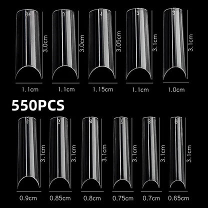 600Pcs Extra Long Hawk Curved Nail Tips Half Cover Eagle Claw Curve False Nails Extension 10 Sizes Bag Packaging for Art Salon *.