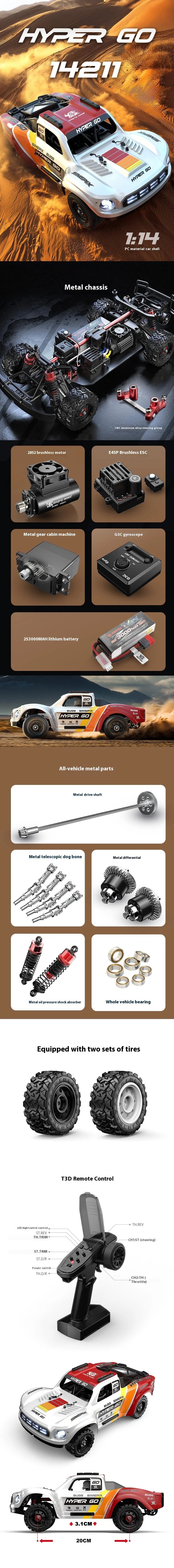 MJX Hyper Go 14211 1/14 4WD RC Car 70KM/H Brushless RC Racing Car 2.4G Remote Control Cars Off-Road Speed RC Cars Truck Toys.