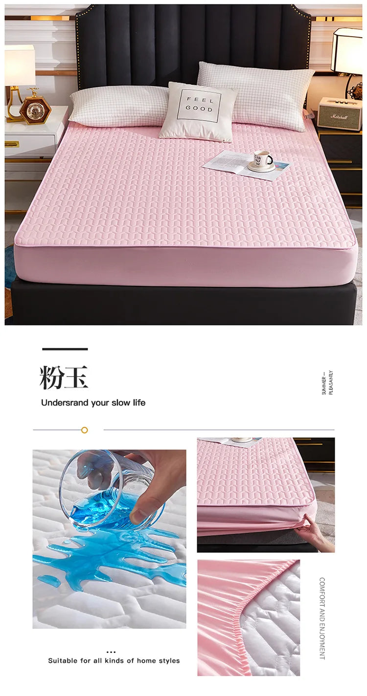 Waterproof Thicken Mattress Cover Quilted Latex Mat Bed Covers Pad Skin-Friendly Fitted Sheet Protector Bedspread150/160/180x200