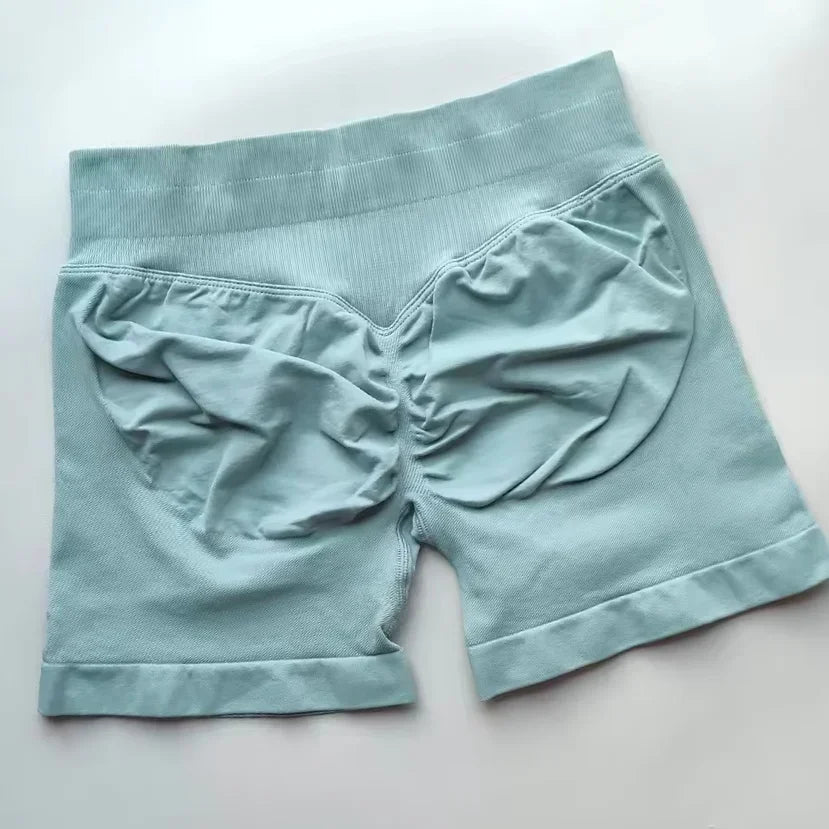 WOMEN SPORTS Impact Shorts Low Ribbed Waist Seamless Scrunch Bum Workout Gym Shorts Booty Hight Stretch Running Shorts.
