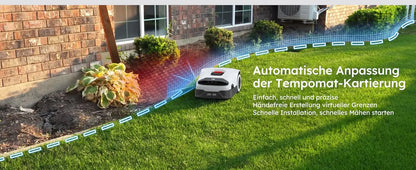 ANTHBOT Genie 600 AI kabelloser Roboter-Rasenmäher, max. 900 m2, Vollfrequenzband RTK + 4-kamera-Vision-Rasenmäherroboter