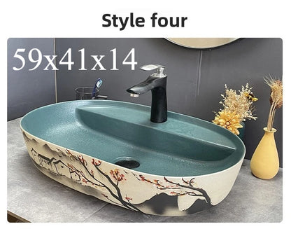 Modernes Badezimmerwaschbecken im nordischen Stil zum Waschen von Händen und Gesicht, minimalistisches Design, individuell gestaltet