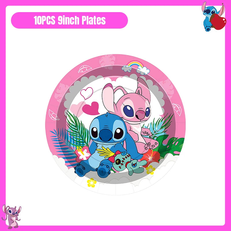 Disney Lilo und Stitch Party Dekoration Geschirr rosa Stitch alles Gute zum Geburtstag Party Thema liefert Ballon Hintergrund Tasse Teller