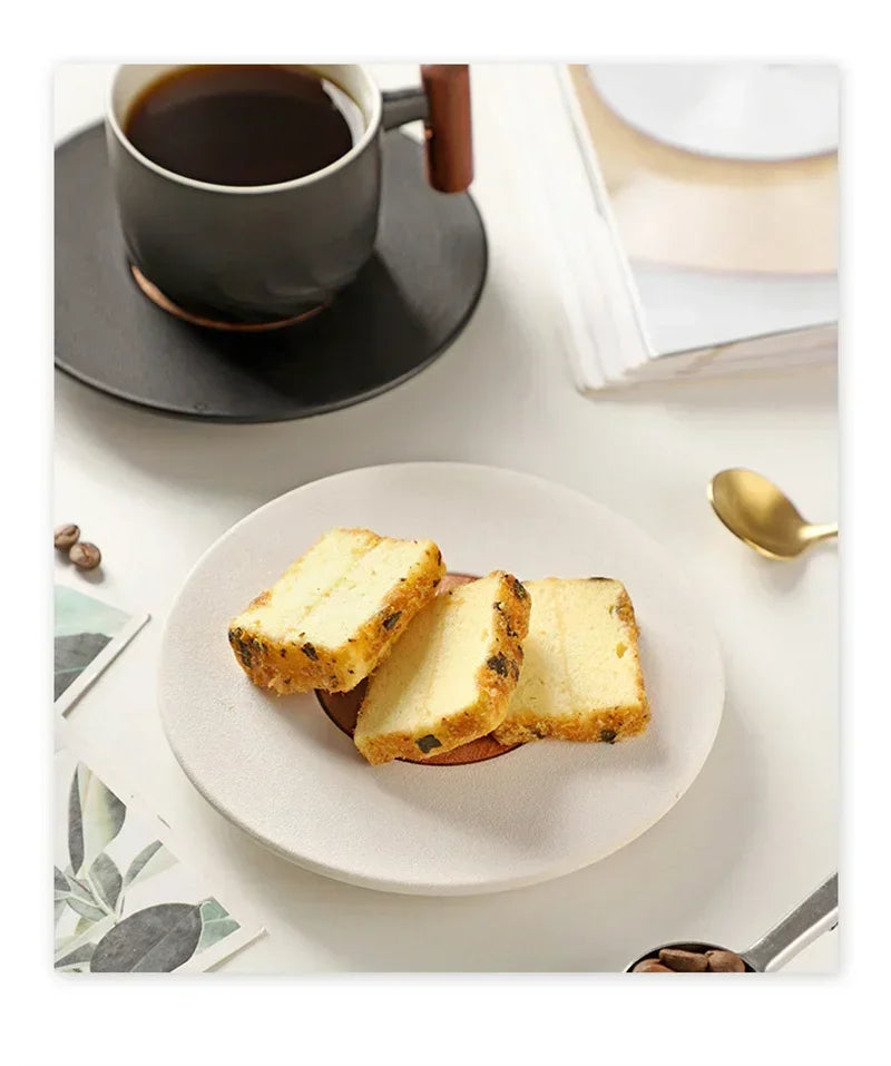 130ML Ceramic Coffee Cup Saucer Set Wooden Handle Japanese Tea Cups Filter Home Water Mug Handmade Frosted Tea Coffee Cup Gift.