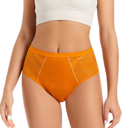 Moonful Women's Menstrual Panties High Waist Leak Proof 4 Layer Breathable Lace Period Underwear Girls Absorbent Brief.