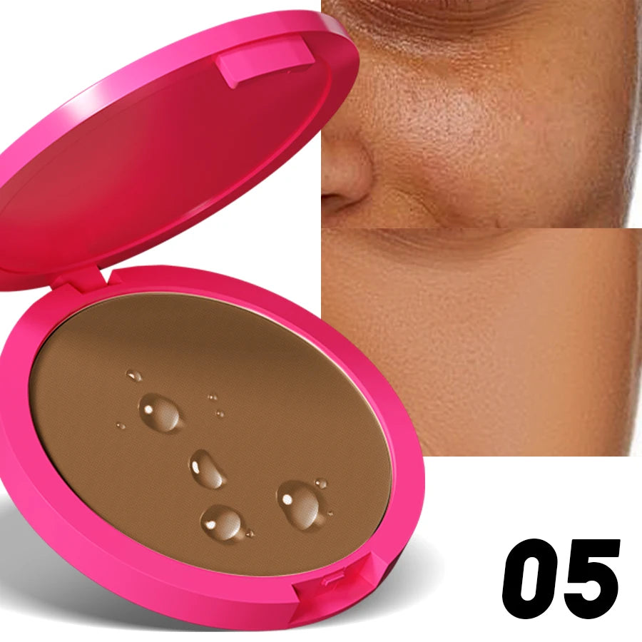 Natural Matte Pressed Powder Oil Control Brighten Whitening Face Base Foundation Compact Concealer Makeup Cosmetics.