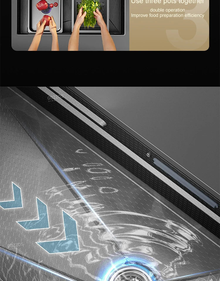 Waterfall Sink Large Single Slot Stainless Steel Kitchen Sink Embossed Washbasin Under The Basin Installation For Kitchen