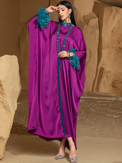 Luxury Dubai Abayas Diamonds Kimono Jalabiya Women Muslim Dress Sets 2PCS Turkey Kebaya Caftan Marocain Femme Robe Ramadan Eid.