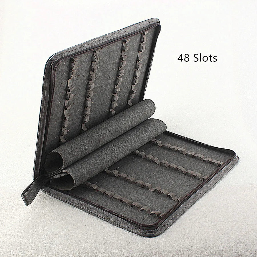 48 /24/10 Slots Fountain Pen Case, Canvas Pen Holder Display Pouch Bag Storage Large Capacity Waterproof