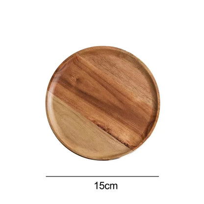 Wooden Tray Simple Round Serving Tray Retro Wood Plates Fruit Dessert Tray Snack Fruit Platter Food Plate Dish Storage Tray.