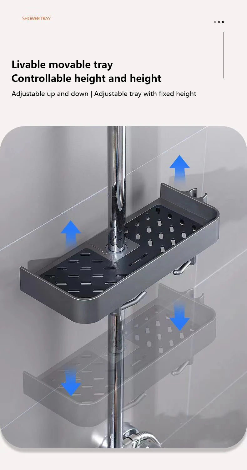 Haushalt Lift Ständer Dusche Rack Dusche Gel Lagerung Rack Badezimmer Perforation-Freies Dusche Stange Tablett