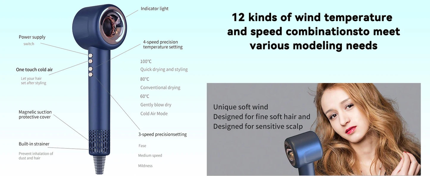 1600W Super Hair Dryer Leafless Hair dryer Personal Hair Care Styling Negative Ion Tool Constant Anion Electric Hair Dryers